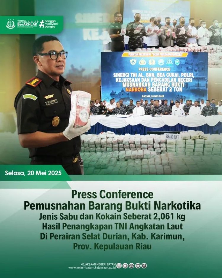Kejari Batam Hadiri Pemusnahan Barang Bukti Narkotika 2,061 Kg di Batam