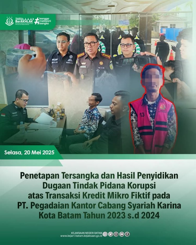 Manager Pegadaian Cabang Syariah Karina Ditetapkan Sebagai Tersangka Kasus Kredit Mikro Fiktif
