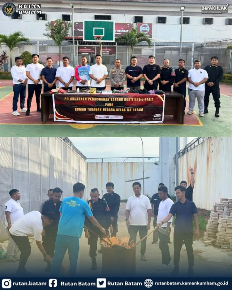 Rutan Batam Tegaskan Komitmen Ciptakan Lingkungan Bebas Halinar Lewat Pemusnahan Barang Bukti