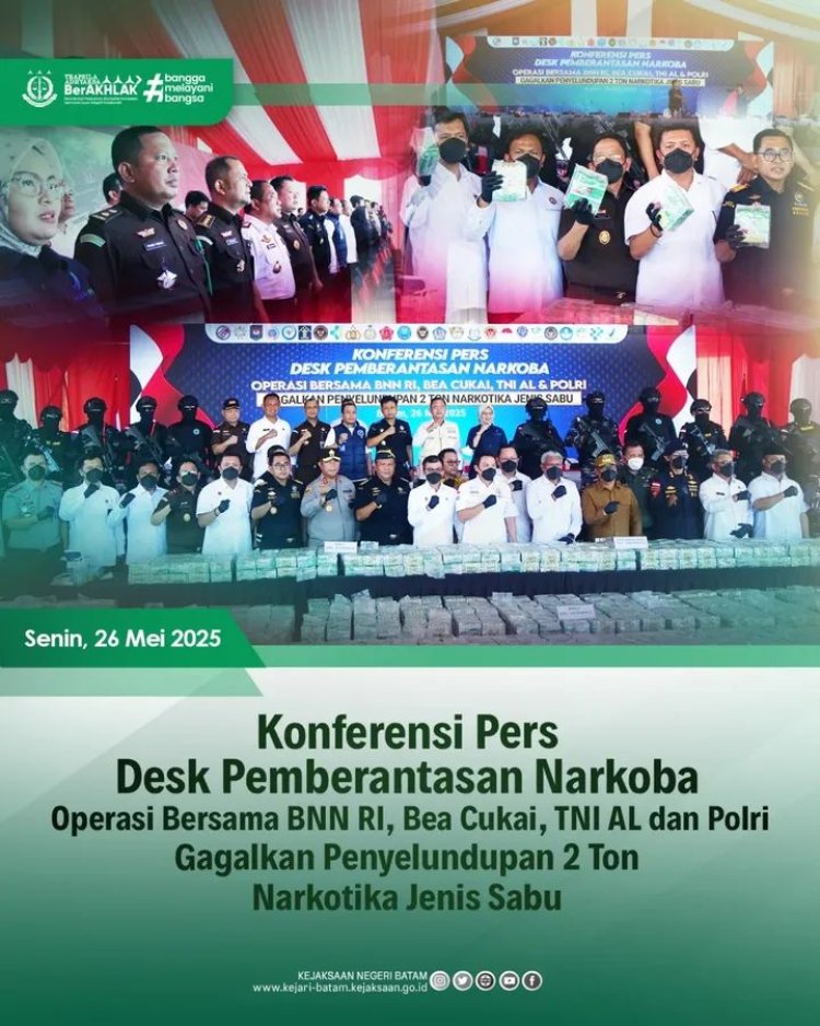 Penegakan Hukum Bersinergi: Kejaksaan Negeri Batam Hadiri Konferensi Pers Penggagalan Penyelundupan 2 Ton Sabu