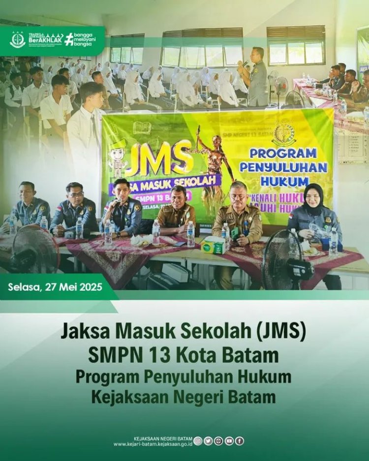 Edukasi Hukum untuk Generasi Muda, Kejari Batam Gelar Program JMS di SMPN 13 Pulau Karas