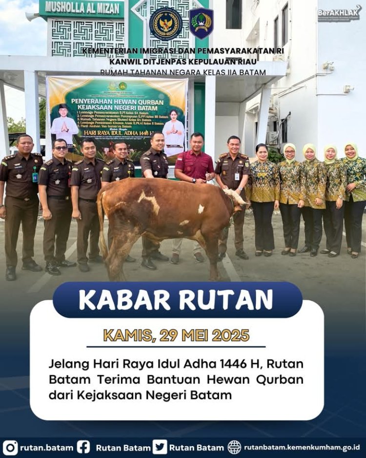 Sinergi Antarinstansi Jelang Idul Adha, Kejari Batam Serahkan Hewan Kurban ke Rutan Batam