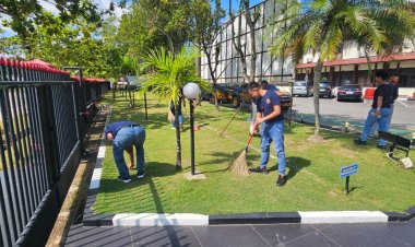 Sinergi Bersih Bersama Lapas Kelas IIA  Batam Dan Polresta Barelang Meriahkan HUT Bhayangkara Ke-79