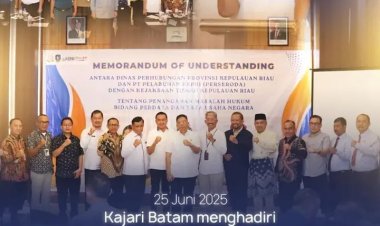 Kejari Batam Hadiri Penandatanganan MoU Penanganan Masalah Hukum Perdata dan TUN antara Dishub Kepri, PT Pelabuhan Kepri, dan Kejati