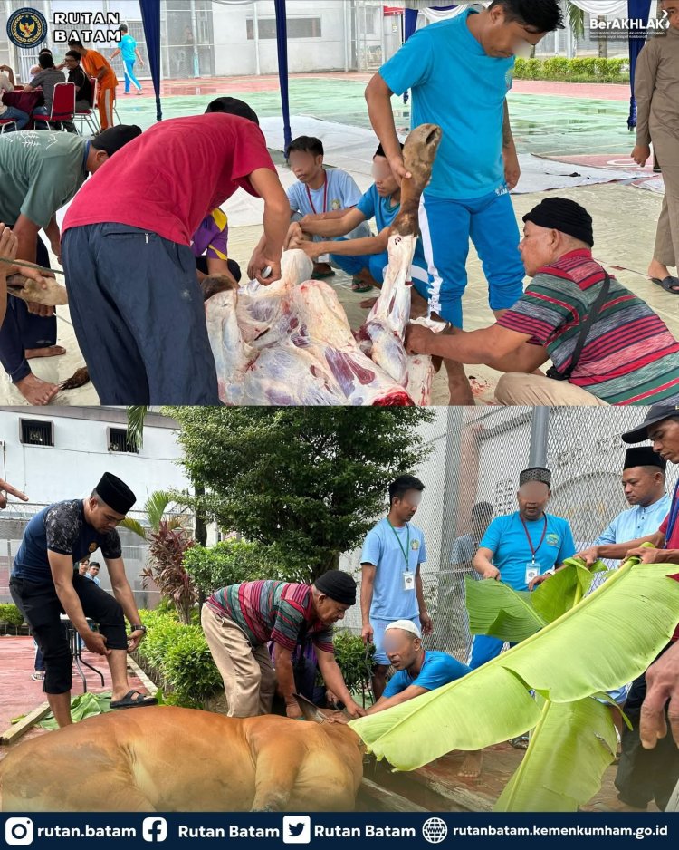 Penuh Khidmat, Rutan Batam Sembelih 15 Hewan Kurban dan Bagikan kepada Warga Binaan dan Masyarakat
