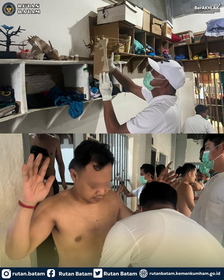 Deteksi Dini Jelang Hari Raya Idul Adha 1446 H, Rutan Batam Gelar Razia Gabungan Bersama APH