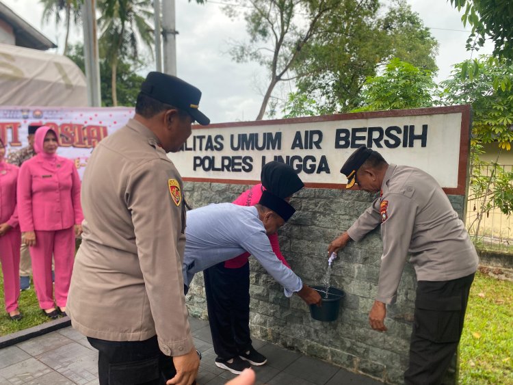 Polres Lingga Serahkan Fasilitas Air Bersih untuk 115 Kepala Keluarga di Dabo Dalam Rangka HUT Bhayangkara ke-79