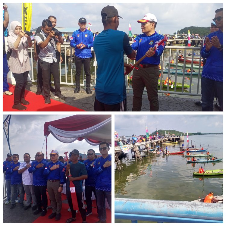Meriahkan HUT Bhayangkara ke-79, Waka Polda Kepri Buka Langsung Lomba Dayung Sampan dan Ketinting di Tanjung Riau