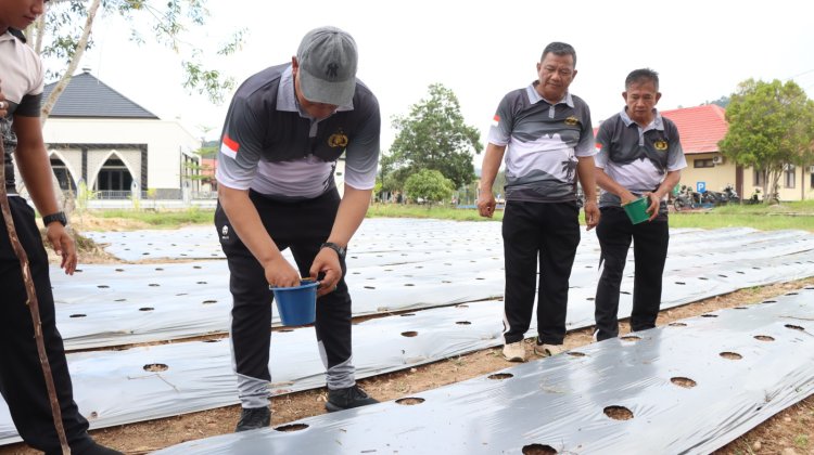 Kapolres Lingga Pimpin Penanaman Jagung Paragon di Mako Polres sebagai Wujud Polri Peduli Pangan