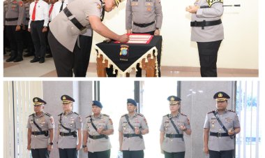 KAPOLDA KEPRI PIMPIN SERTIJAB IRWASDA, DANSAT BRIMOB DAN KAPOLRES KEPULAUAN ANAMBAS POLDA KEPRI