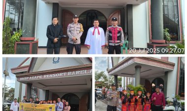 Wujud Kepedulian, Polsek Bengkong Sambangi Gereja HKBP AGAPE dalam Kegiatan Minggu Kasih Kamtibmas