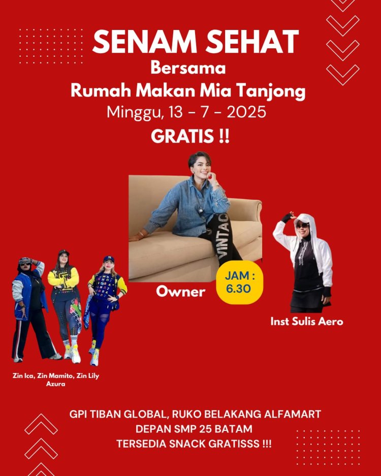 Senam Sehat Bersama Rumah Makan Mia Tanjong, Gratis