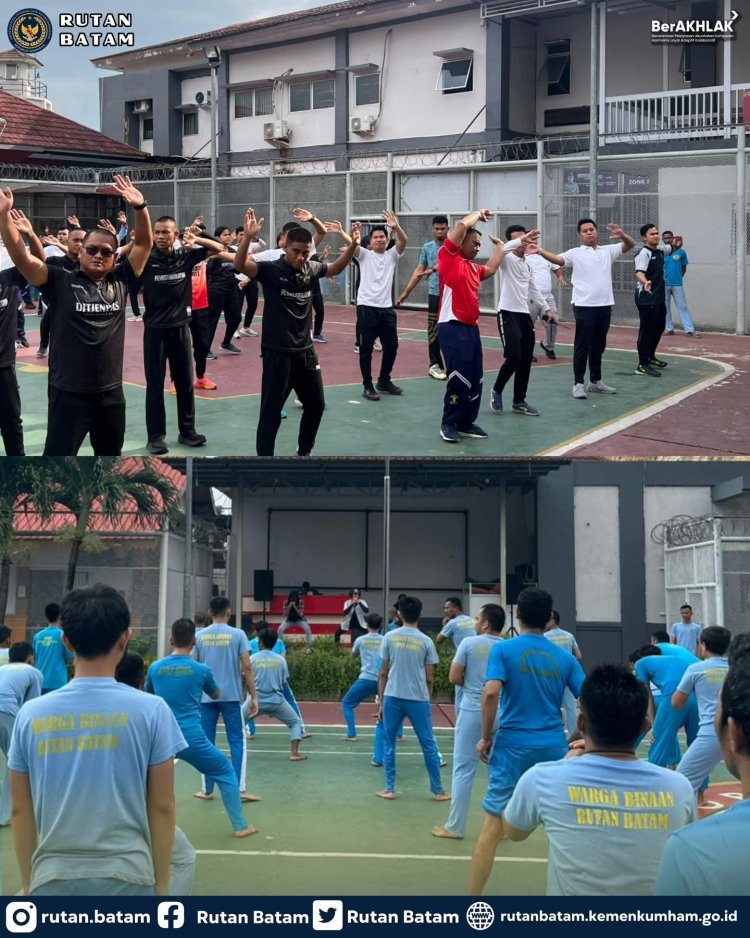 Jaga Kebugaran dan Kebersamaan, Rutan Batam Gelar Olahraga Bersama Petugas dan Warga Binaan
