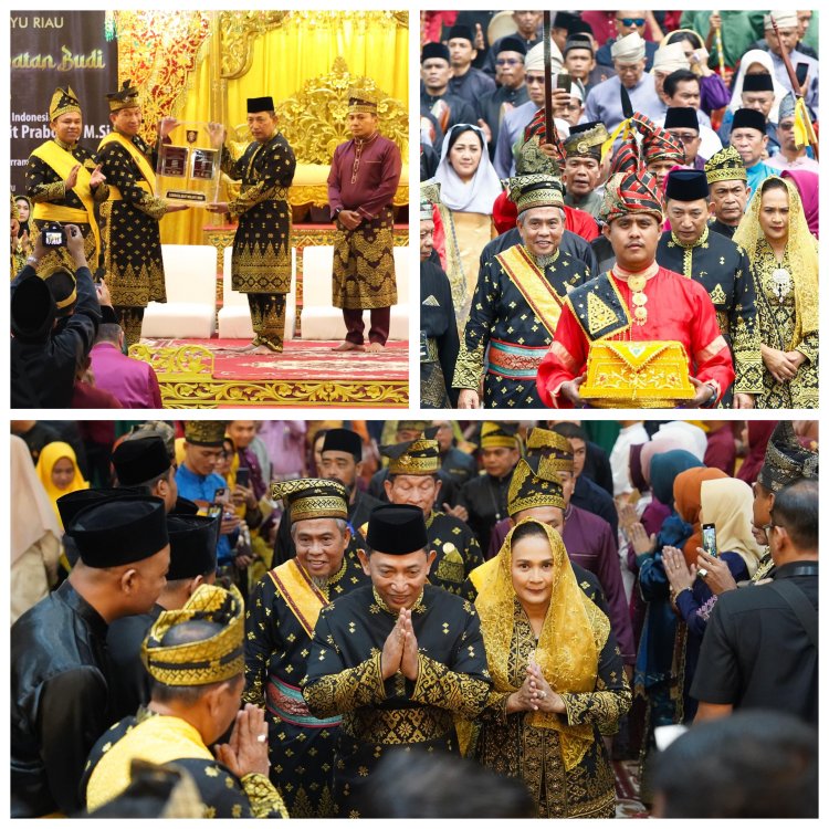 Kapolri Terima Anugerah Adat dari LAM Riau, Kapolda Kepri Hadir Saksikan Prosesi Penuh Makna