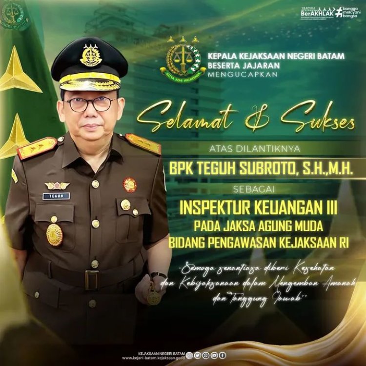 Kejari Batam Ucapkan Selamat atas Pelantikan Inspektur Keuangan III JAMWAS Kejaksaan RI