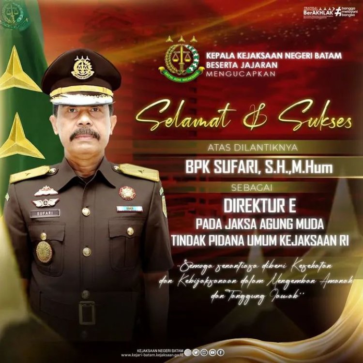 Kejari Batam Sampaikan Ucapan Selamat atas Pelantikan Direktur E JAM PIDUM Kejaksaan RI