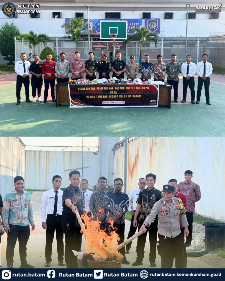 Rutan Batam Musnahkan Barang Bukti Hasil Razia, Tegaskan Komitmen Ciptakan Lingkungan Aman dan Tertib