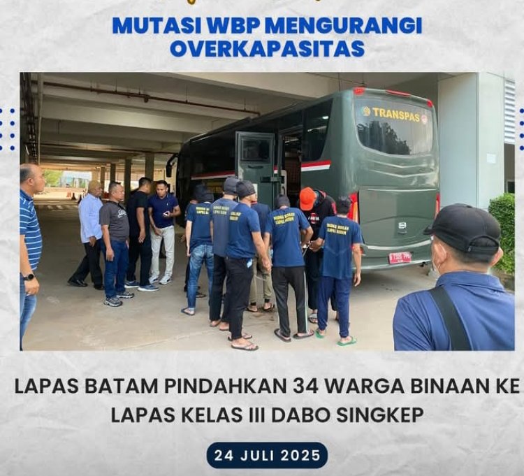 Lapas Batam Pindahkan 34 Warga Binaan ke Lapas Kelas III Dabo Singkep