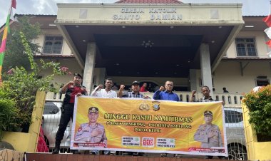 Polsek Bengkong Tak Henti Rutin Ajak Warga Bangun Kamtibmas Kondusif lewat Minggu Kasih di Gereja Santo Damian