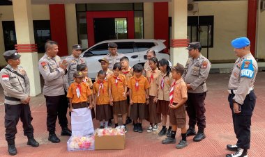 Polsek Batu Ampar sambut kegiatan “Merdeka dalam Berbagi” dari murid Sekolah Suluh Bangsa