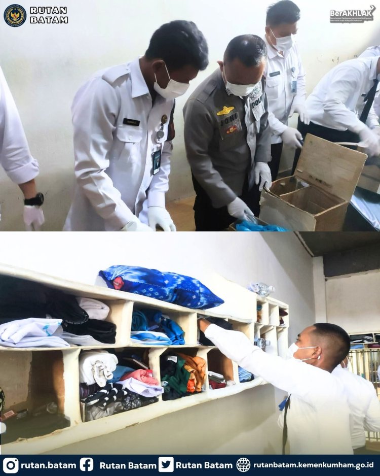 Deteksi Dini Peredaran Barang Terlarang, Rutan Batam Gelar Razia Gabungan Blok Hunian Bersama APH