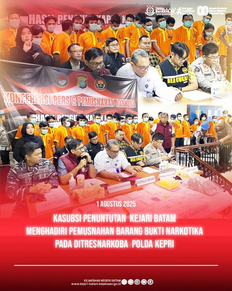Kejari Batam Hadiri Pemusnahan Barang Bukti Narkotika di Polda Kepri