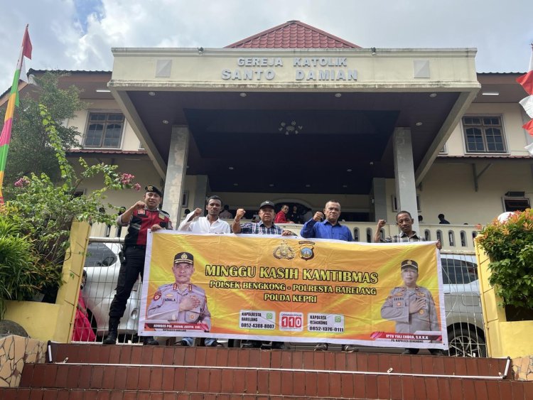 Polsek Bengkong Tak Henti Rutin Ajak Warga Bangun Kamtibmas Kondusif lewat Minggu Kasih di Gereja Santo Damian