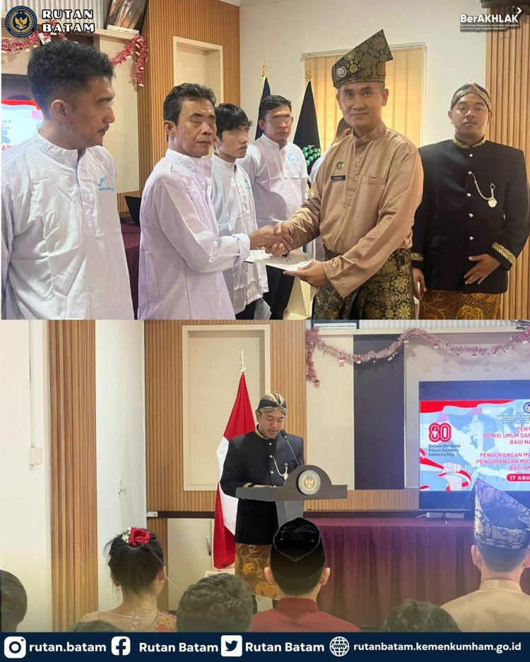Rutan Batam Berikan Remisi HUT ke-80 RI, 33 Warga Binaan Langsung Bebas