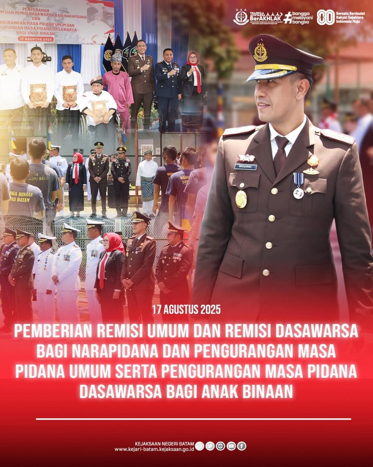 Kejari Batam Hadiri Pemberian Remisi HUT ke-80 RI di Lapas Batam