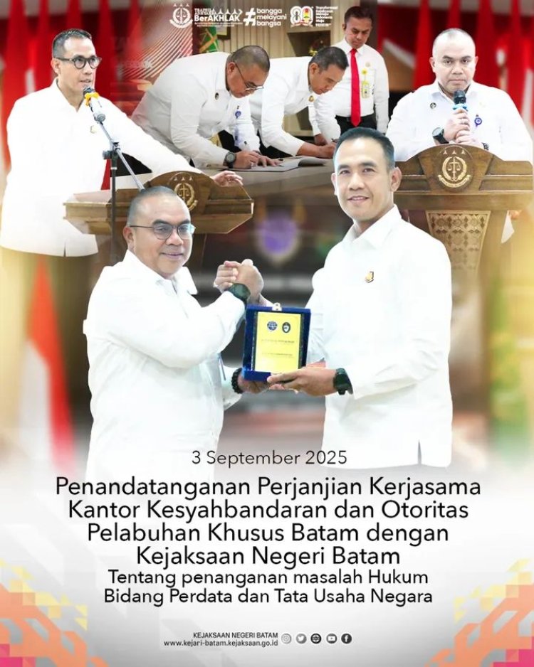 KSOP Khusus Batam dan Kejaksaan Negeri Batam Tandatangani Kerjasama Penegakan Hukum Maritim