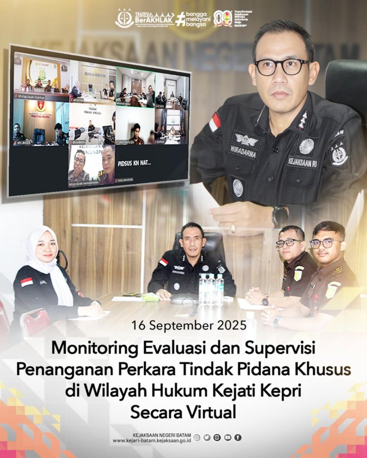 Kejari Batam Ikuti Monitoring Evaluasi dan Supervisi Penanganan Perkara Tindak Pidana Khusus Secara Daring