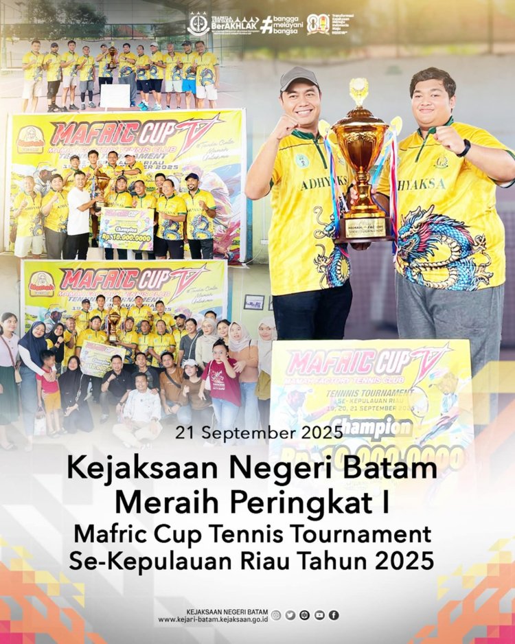 Kejaksaan Negeri Batam Raih Juara I Mafric Cup Tennis Tournament se-Kepri 2025