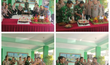 Polri dan TNI Perkuat Soliditas, Kunjungi Koramil 01 Lubuk Baja