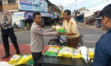 Polres Lingga Salurkan 1,8 Ton Beras Murah Lewat Gerakan Pangan Murah Serentak