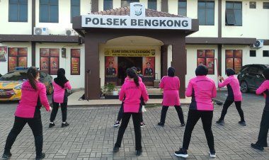 Bhayangkari Ranting Bengkong Gelar Senam Aerobik, Pererat Silaturahmi dan Jaga Kebugaran