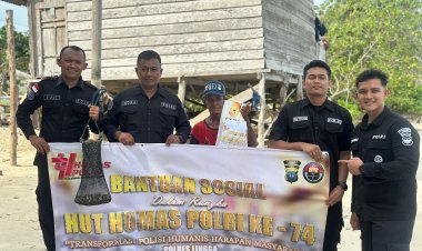 HUT Humas Polri ke-74, Polres Lingga Gelar Bakti Sosial Bagikan Beras untuk Warga Yang Membutuhkan