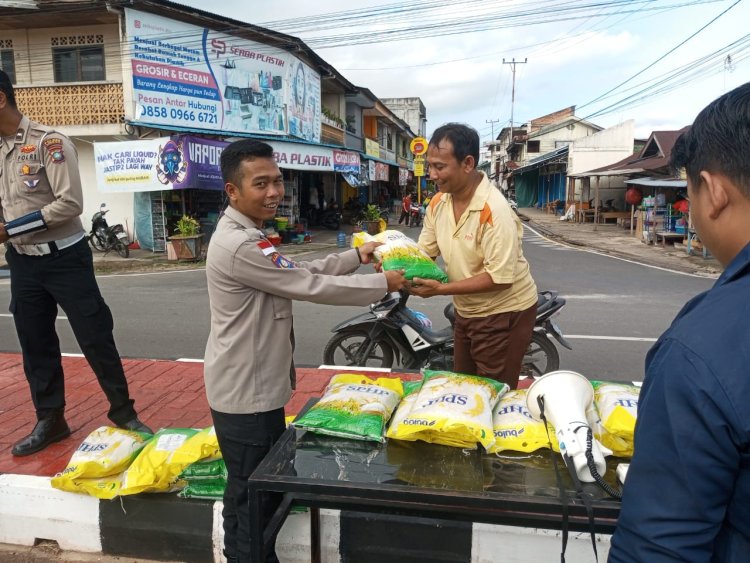 Polres Lingga Salurkan 1,8 Ton Beras Murah Lewat Gerakan Pangan Murah Serentak