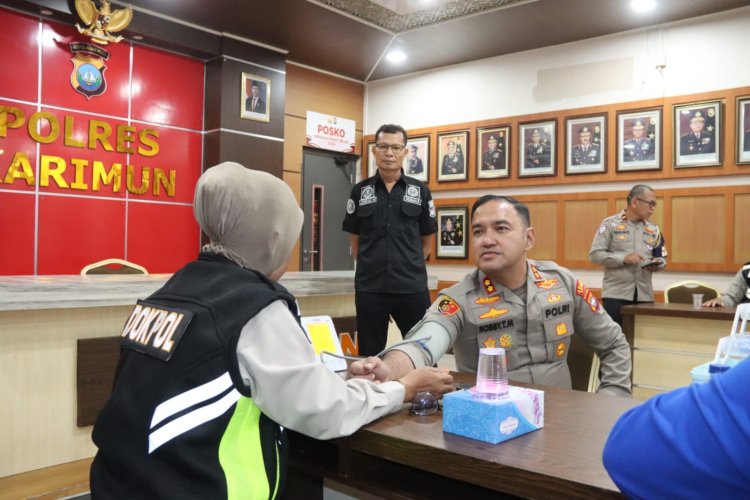 Humas Polres Karimun Gelar Donor Darah Dalam Rangka Hari Jadi Humas Polri Ke-74