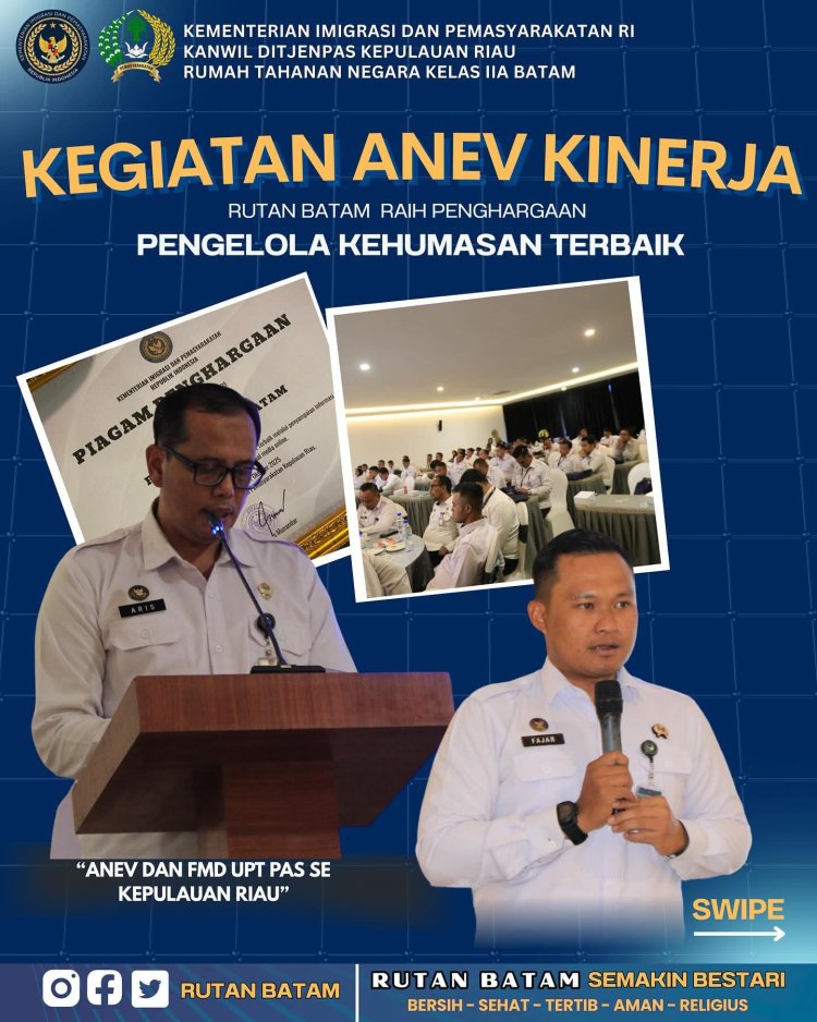 Karutan Batam Hadiri Anev Kinerja dan Raih Penghargaan Pengelola Kehumasan Terbaik