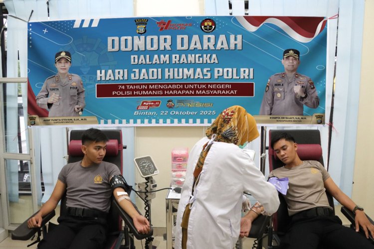 Sambut HUT Humas Polri Ke 74, Polres Bintan Gelar Donor Darah
