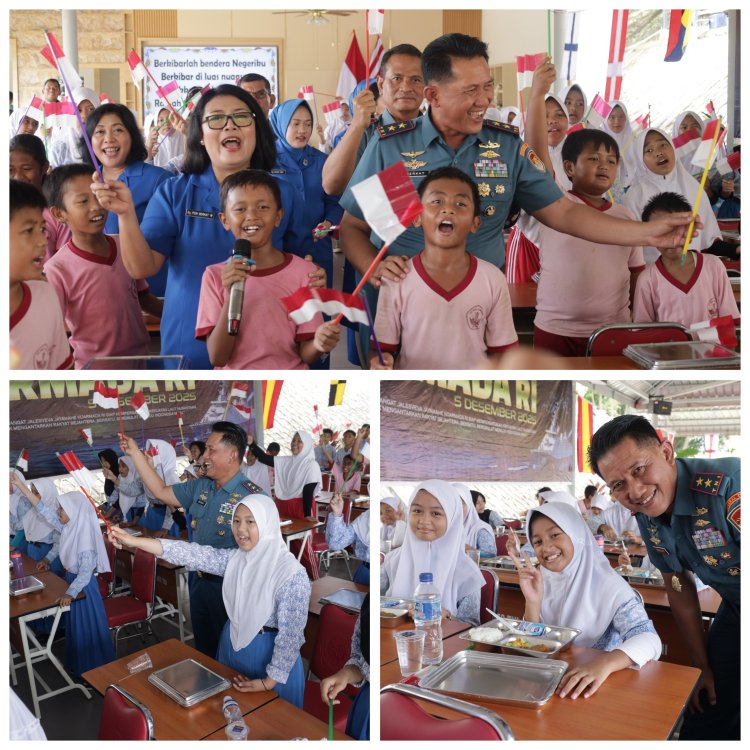 DALAM RANGKA PERINGATI HUT ARMADA RI, KODAERAL IV GELAR PROGRAM MAKAN BERGIZI GRATIS UNTUK SISWA SD TANJUNG SENGKUANG
