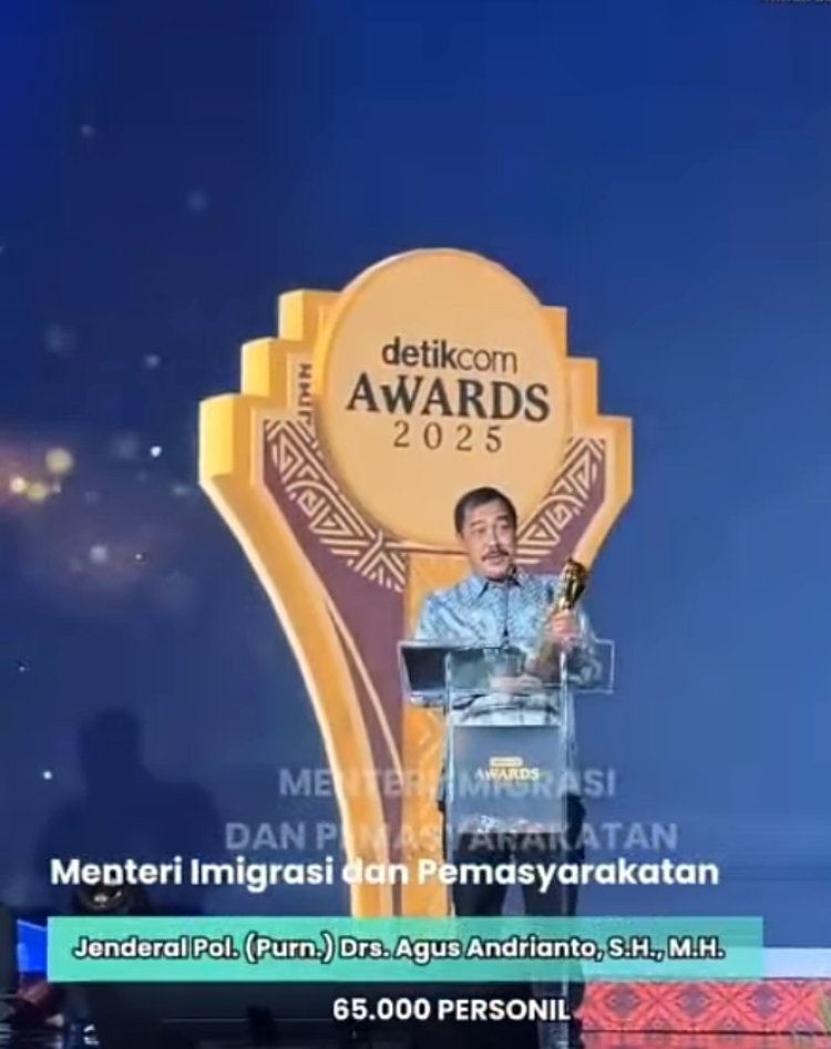 Kemenimipas Raih Penghargaan “Tokoh Transformasi Pelayanan Imigrasi dan Pemasyarakatan Berdampak” di detikcom Awards 2025