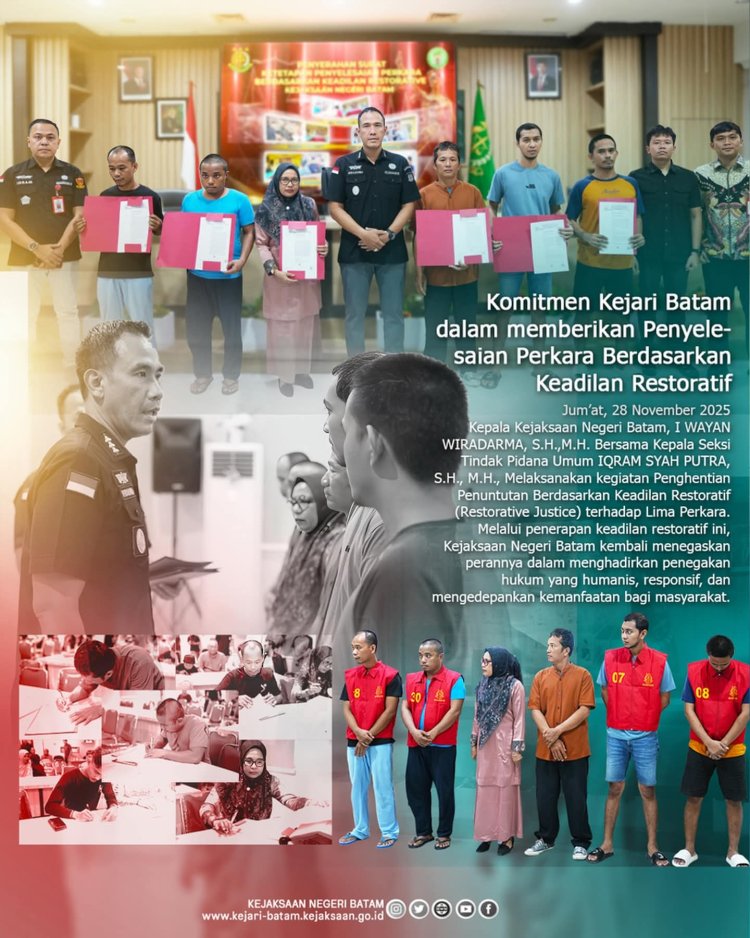 Kejari Batam Hentikan Penuntutan Lima Perkara Melalui Skema Keadilan Restoratif