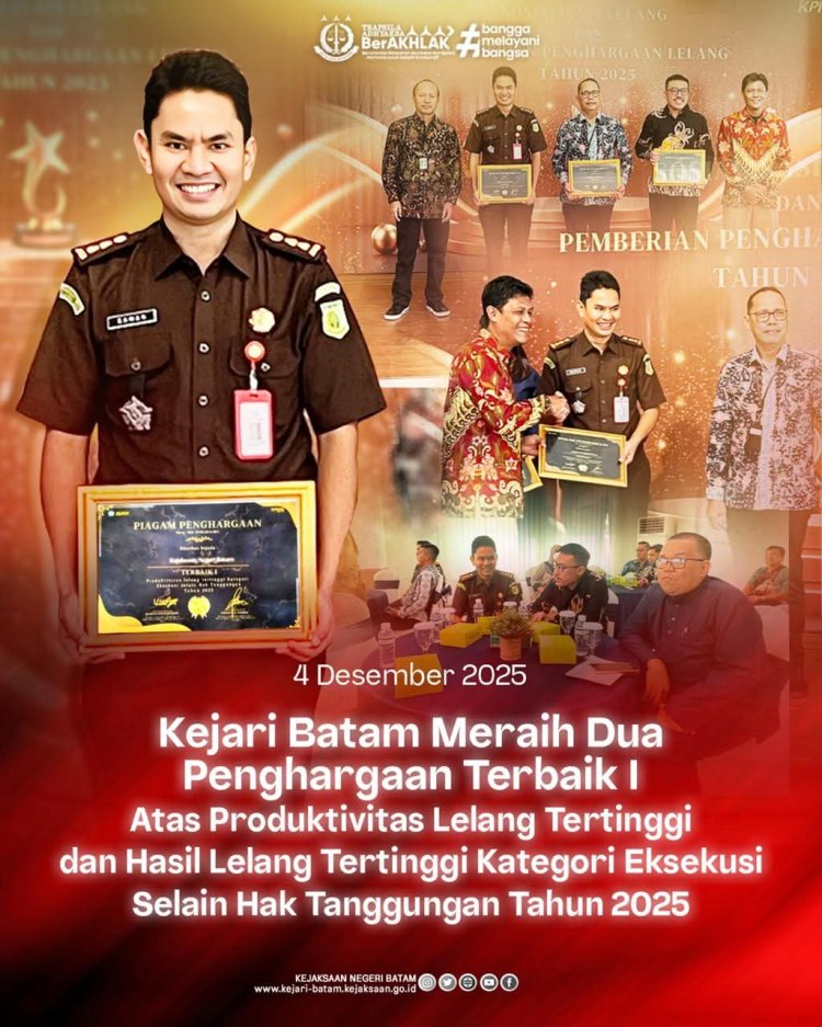 Kejari Batam Raih Dua Penghargaan Bergengsi dari KPKNL Batam