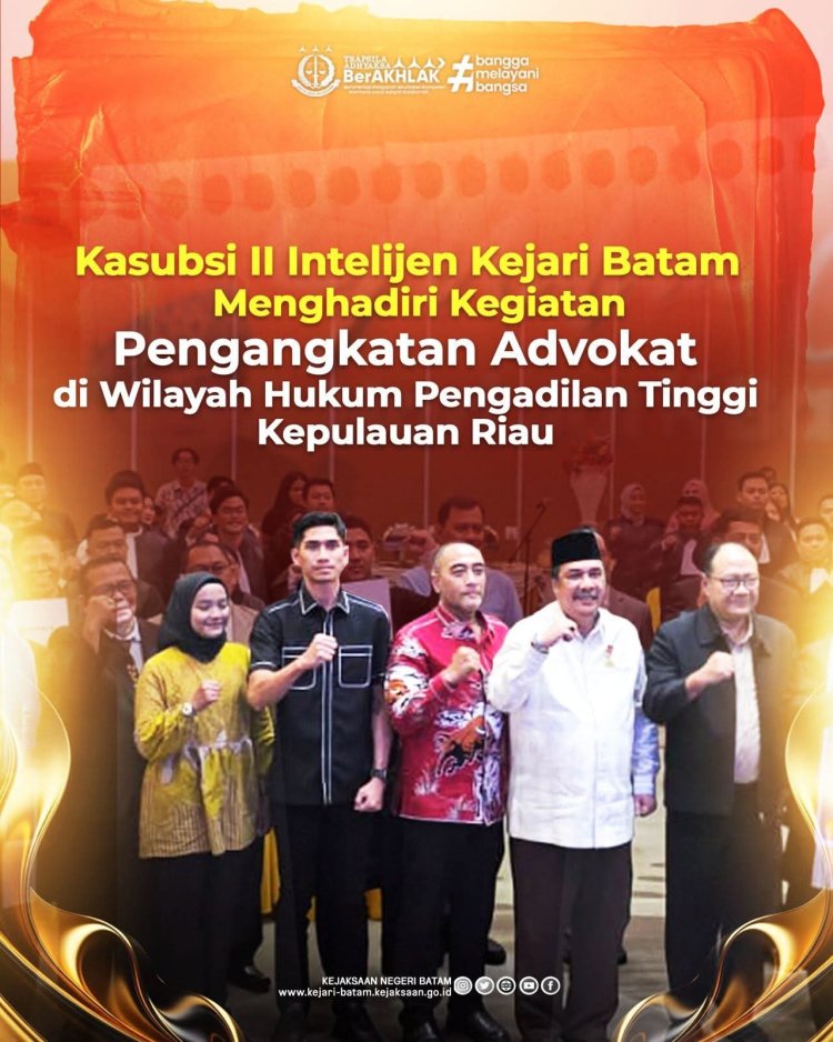 Peradi Lantik 66 Advokat Baru di Kepri, Kejari Batam Hadiri Prosesi Pengangkatan