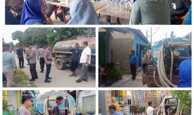 Kapolsek Batu Ampar Kawal Distribusi Air Bersih Warga Tanjung Sengkuang