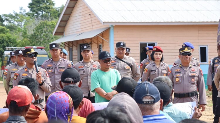 Polres Lingga Kawal Penyampaian Pendapat Masyarakat Marok Tua kepada PT Hermina Jaya