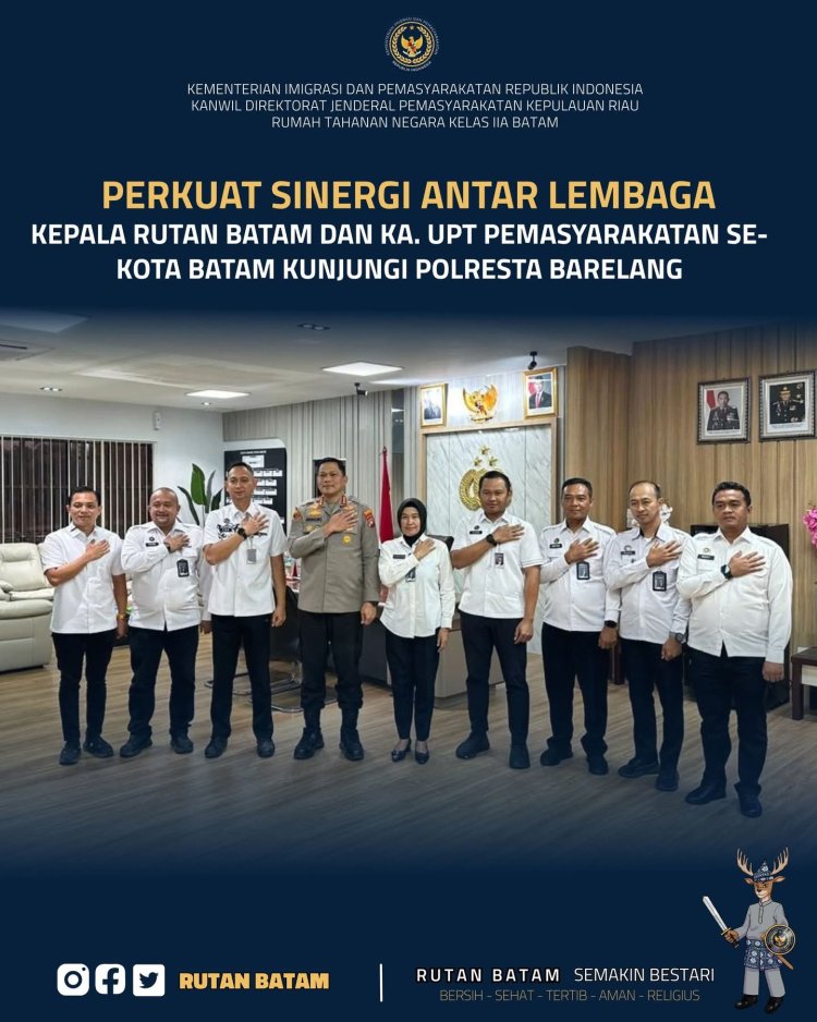 Perkuat Sinergi Antar Lembaga, Kepala Rutan Batam dan Ka. UPT Pemasyarakatan se-Kota Batam Kunjungi Polresta Barelang