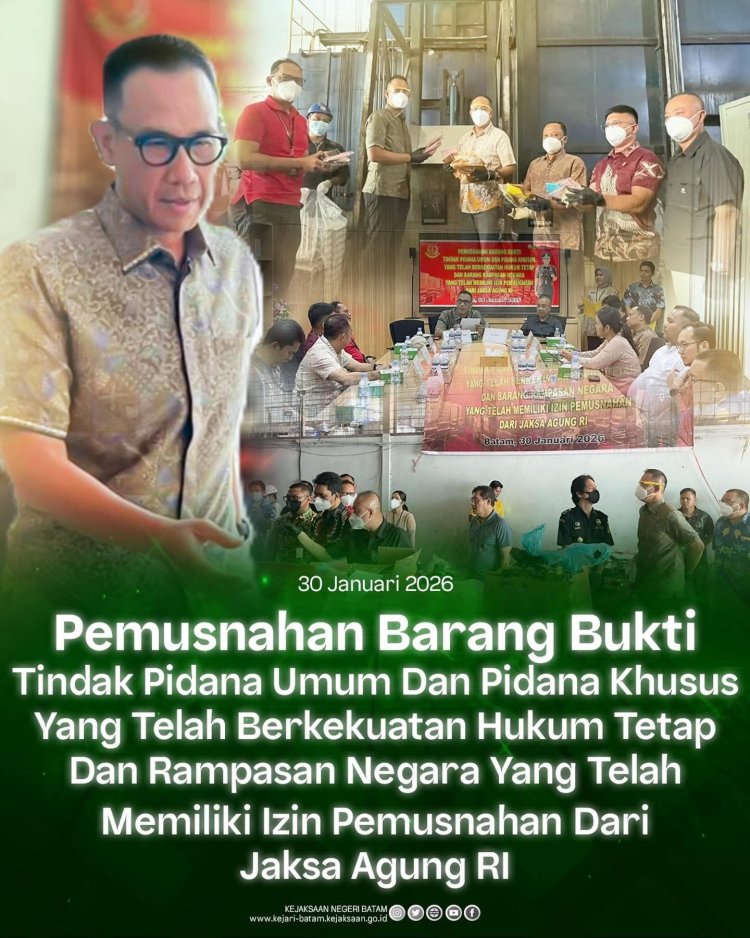 Kejari Batam Musnahkan Barang Bukti Ratusan Perkara Berkekuatan Hukum Tetap