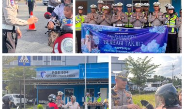 Senyum Ramadan, Satlantas Polres Bintan Hadang, Pengendara dengan Paket Takjil Gratis